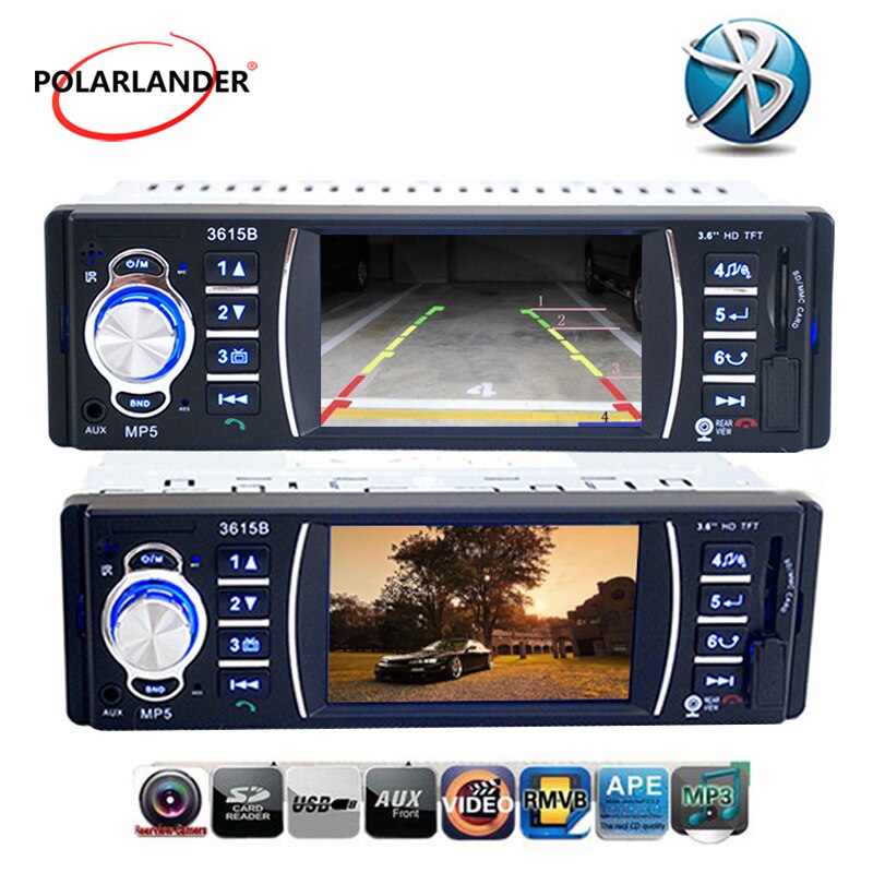 Autoradio Radio cassette player USB,SD,aux in,3.6'' inch TFT HD screen car Radio 1 din in Dash car audio mp5 stereo