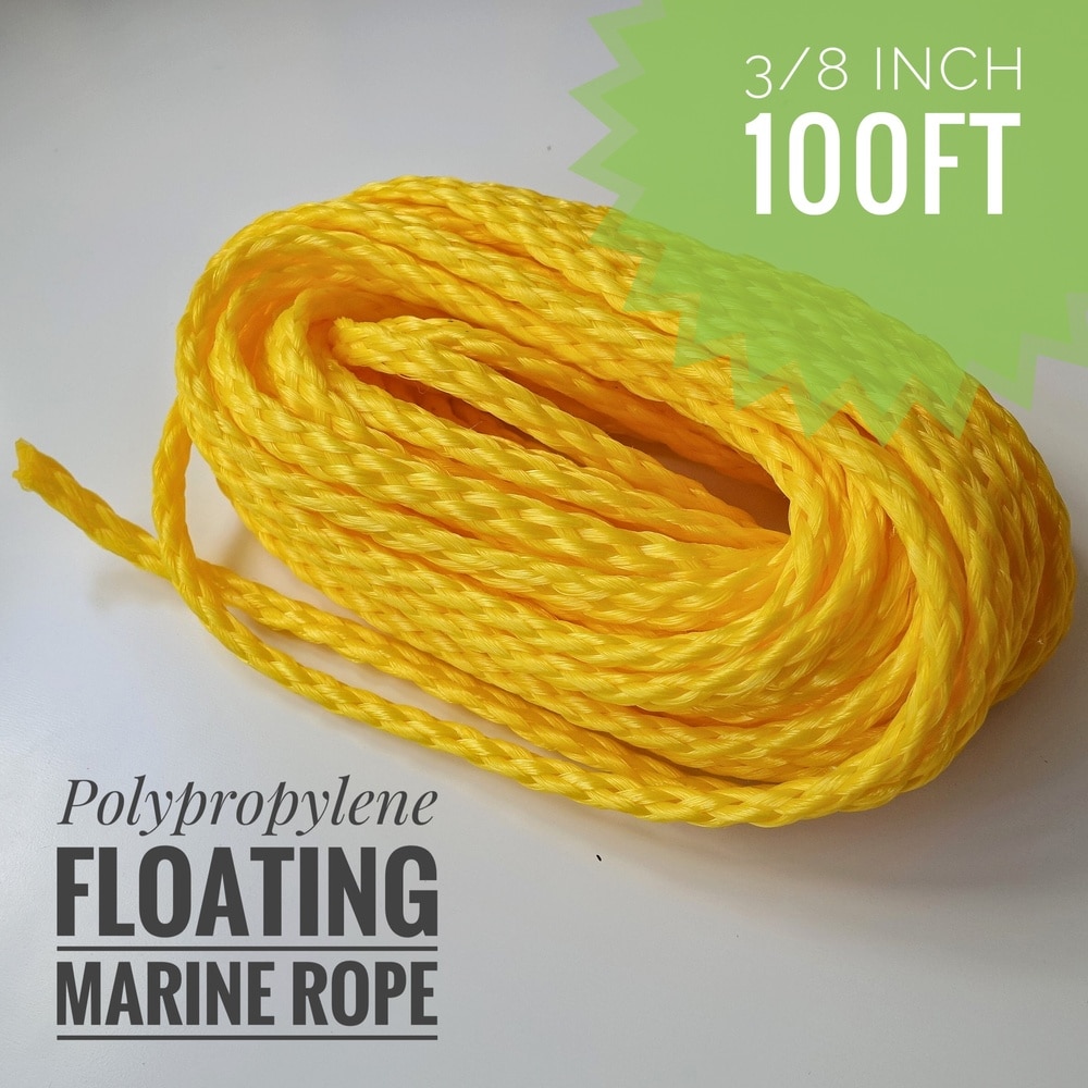 3/8inch 100ft Heavy Duty Lightweight Hollow Polypropylene Floating Anchor Mooring Rope Dock Rope Marine