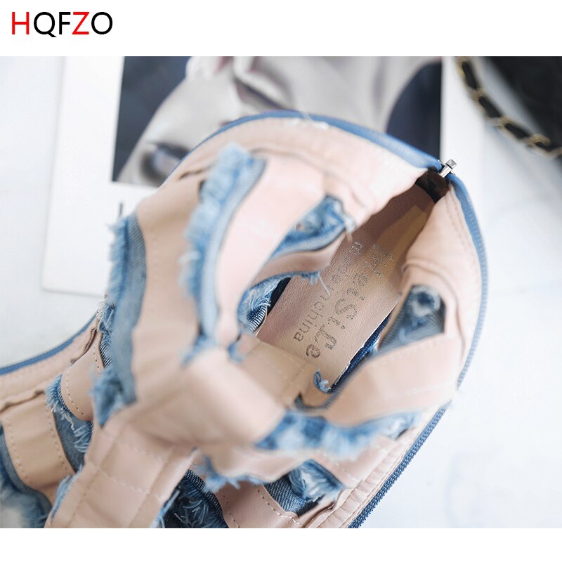 Hqfzo strakke hoge jeans laarzen sexy doe oude overknee laarzen hoge hakken peep toe schoenen damesschoenen zomer