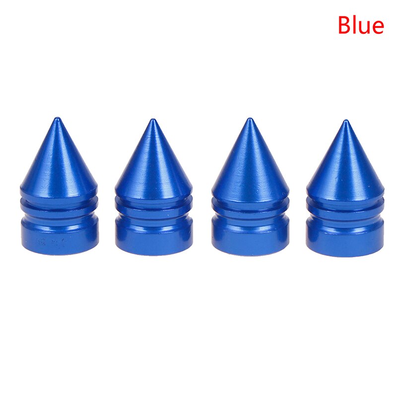 4 stuks aluminium banden, stuurpendoppen, spikes, wieldoppen, stofdichte aluminium ventieldop: Blauw