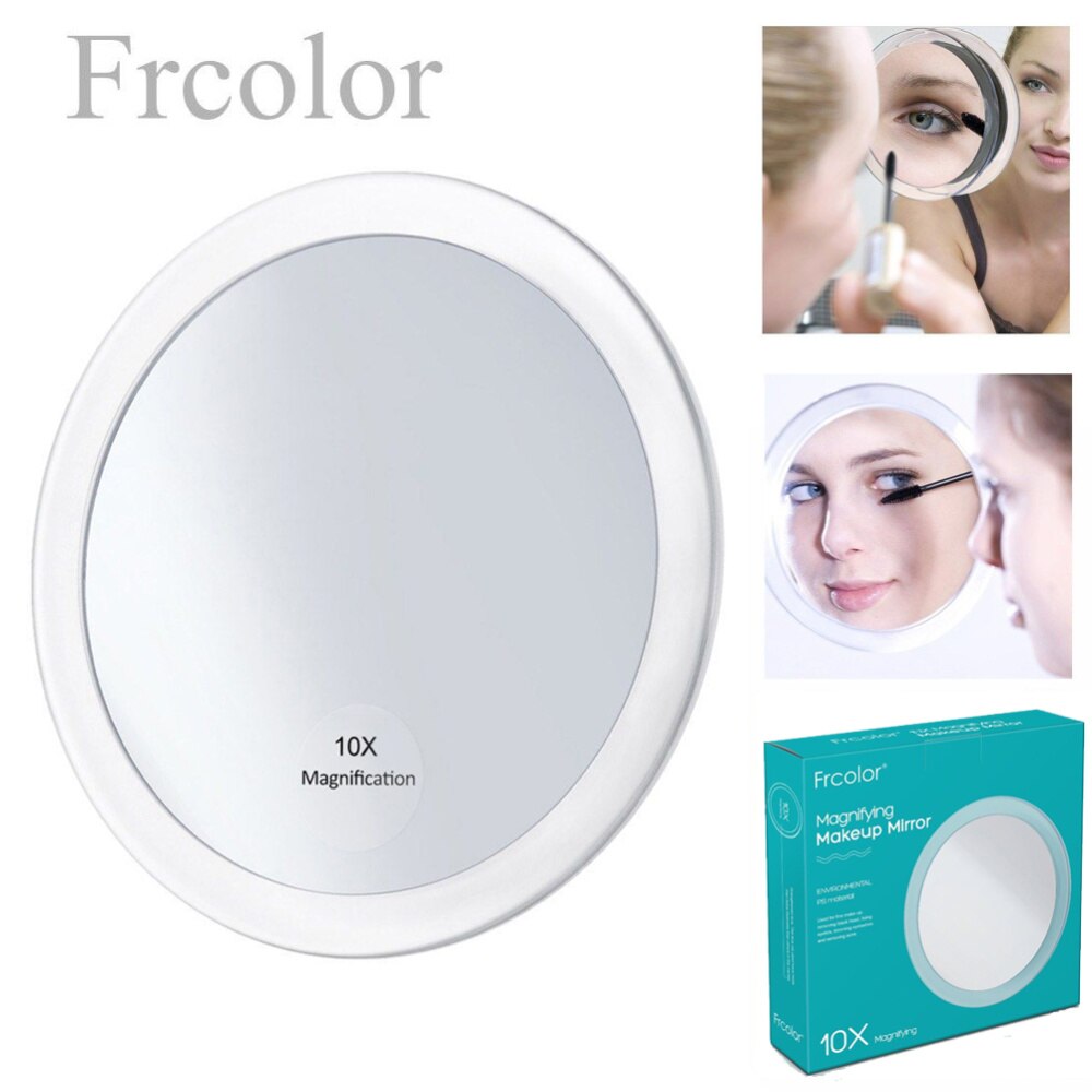 FRCOLOR 10x grossissant miroir rond maquillage miroir pliant poche cosmétique miroir grossissement Compact miroir avec 3 aspiration Cu