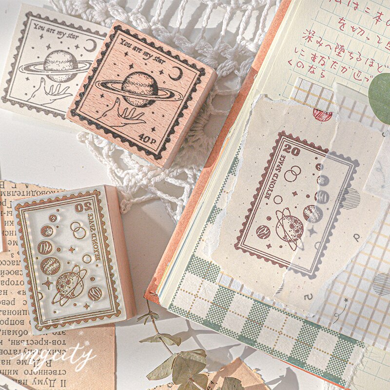 Xinaher Vintage Bos Engel Planeet Stempel Diy Houten Stempels Voor Scrapbooking Briefpapier Scrapbooking Standaard Stempel