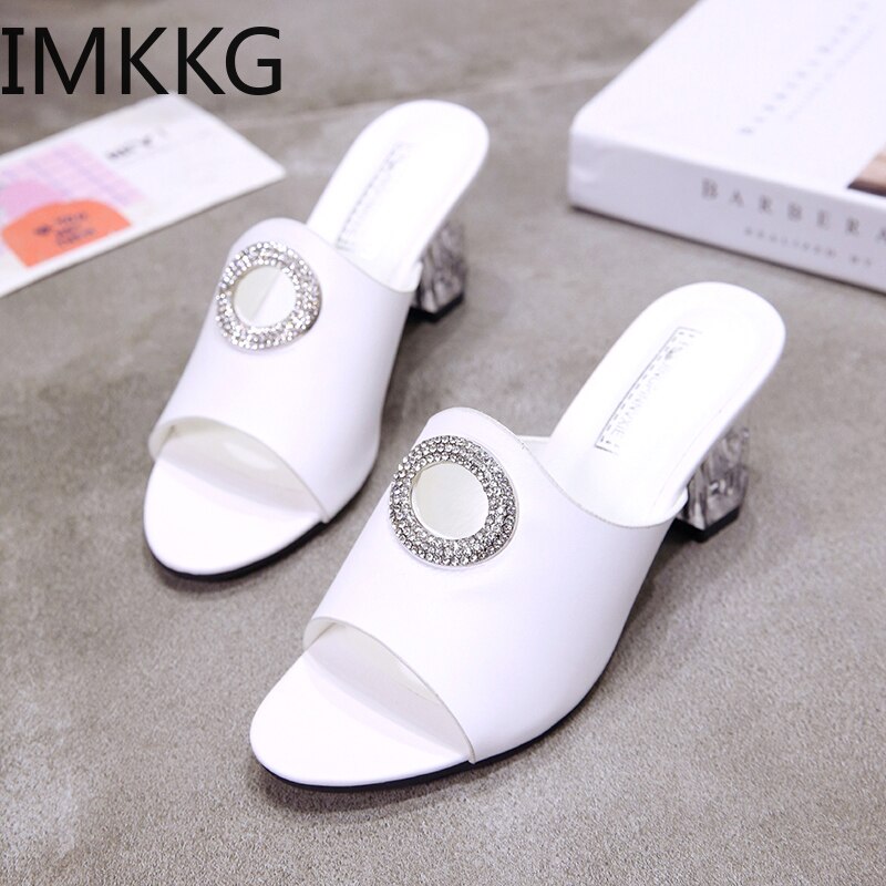 Chaussons pour femmes été tongs loisirs sans lacet diapositives Peep orteil talons carrés chaussures décontractées fête plage tongs femme F90095
