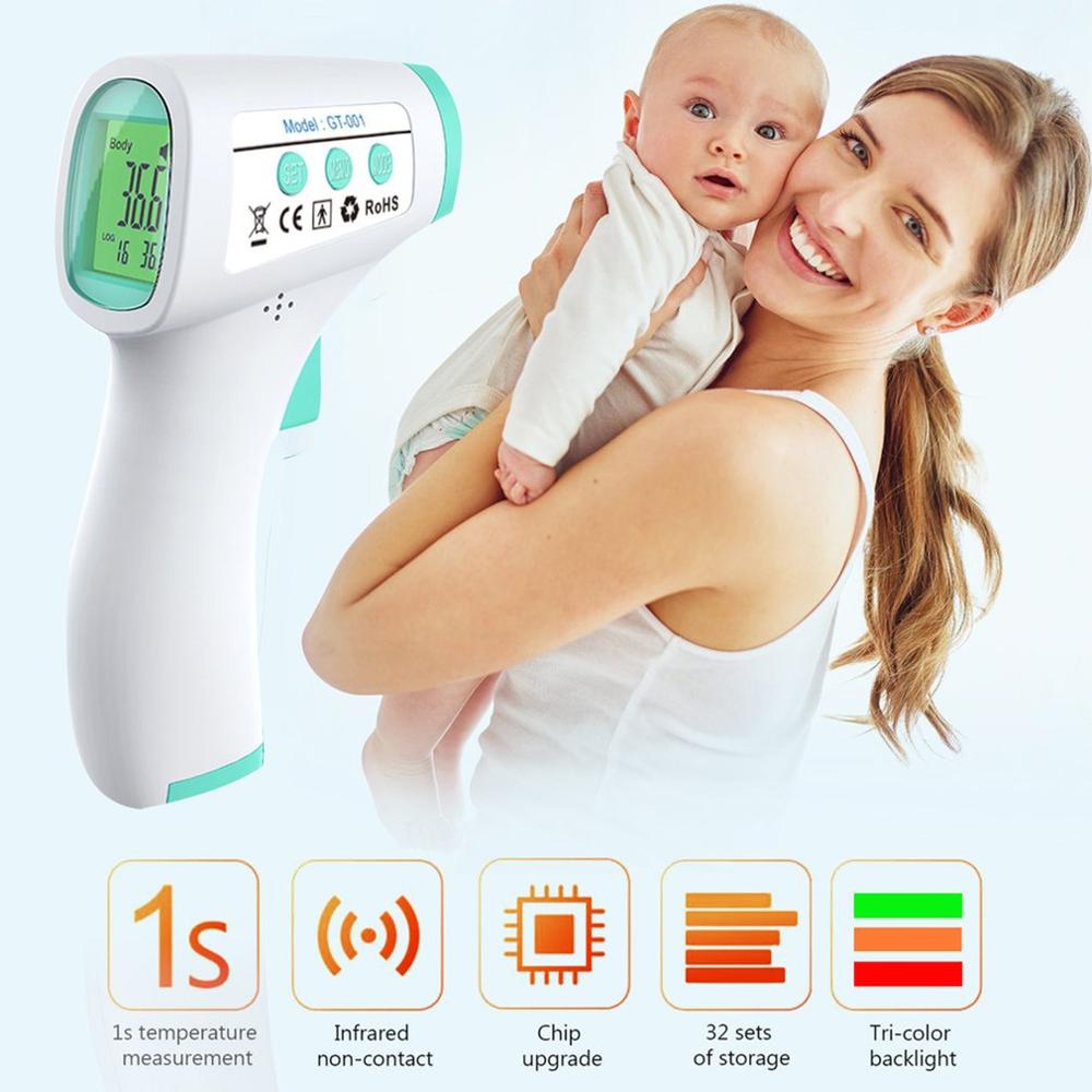 Feber kropstermometer pande berøringsfrit infrarødt termometer med lcd-display digitale termometre til voksne og babyer