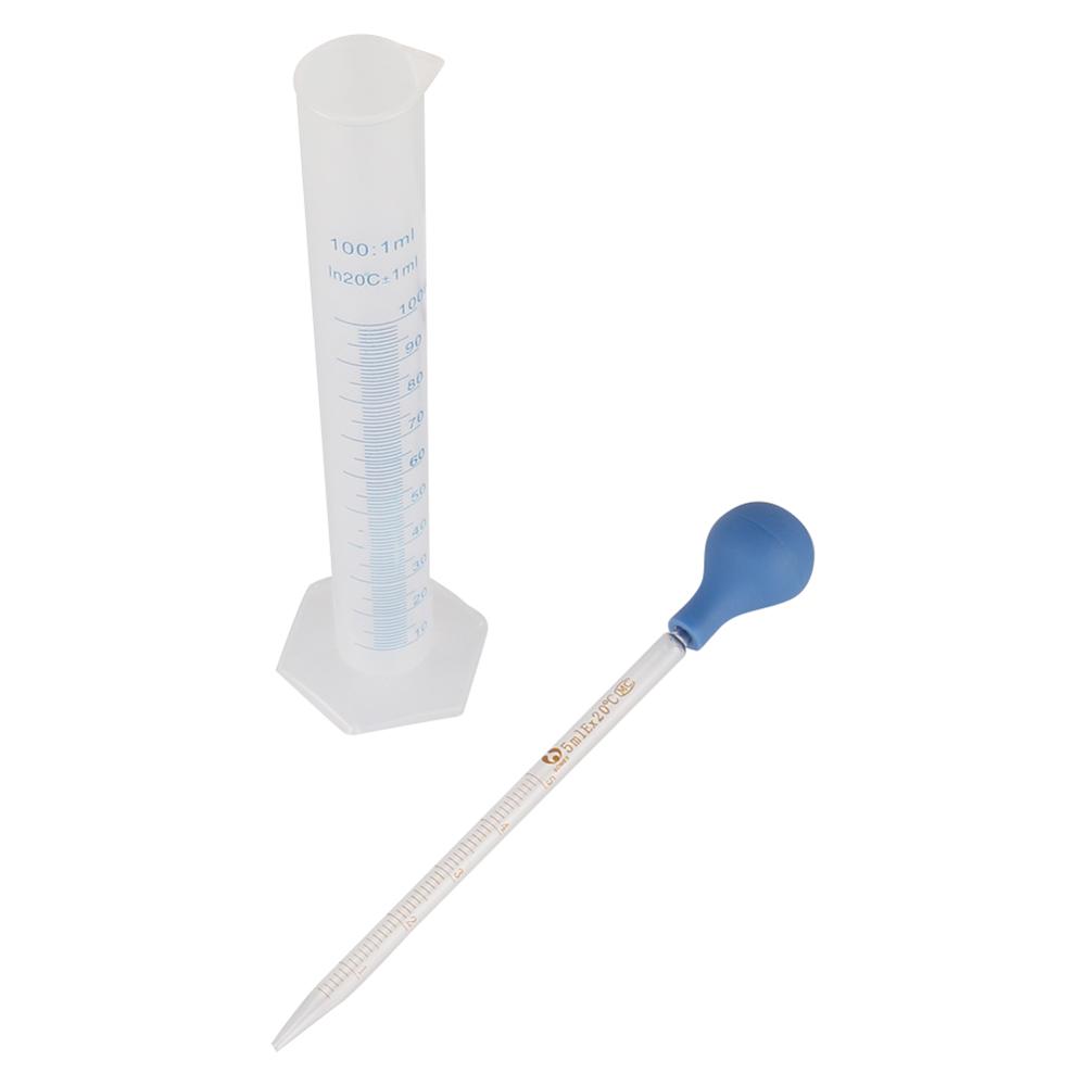 5ml/10ml Rubber Head Glass Dropper and 100ml Measuring Cylinder Kit Chemistry Biological Laboratory Dropper 1 Set