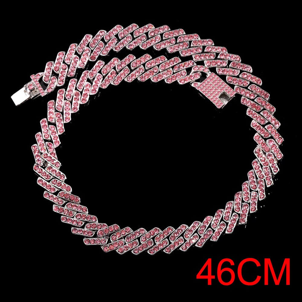 Collar Cadena Miami Cuban Link - Gargantilla 12mm - Strass Cristal Iced Out - Joyería Hip Hop Mujer: 062104SL