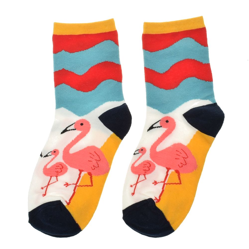 Vrouwen kleurrijke grappige sokken cartoon flamingo sokken lieveheersbeestje korte enkelsok: 1