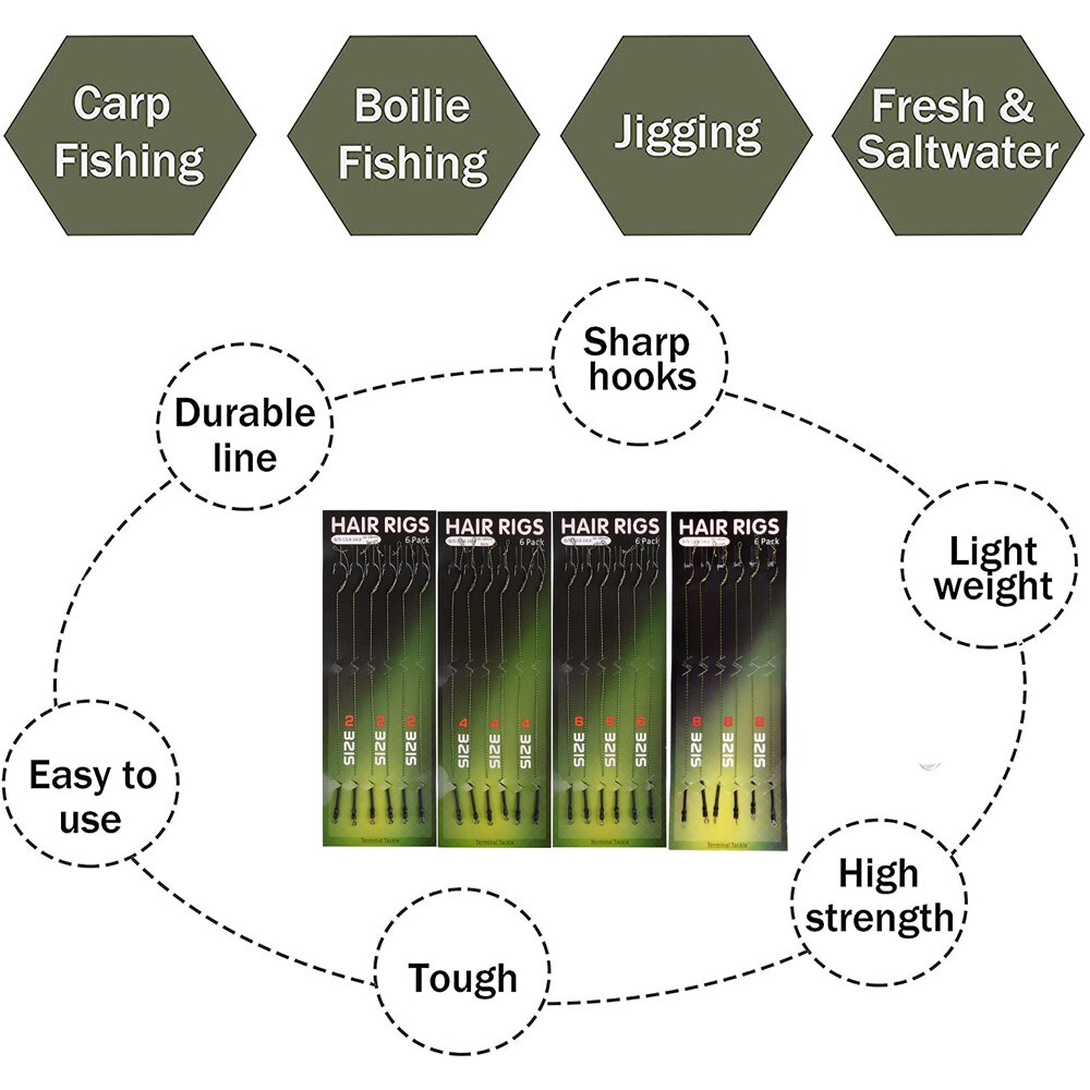 24/48Pcs Ready Made Carp Rigs Barbed Fishing Hook Link with Braided Line Tied Rigs Feeder Leader Carp Fishing Tackle