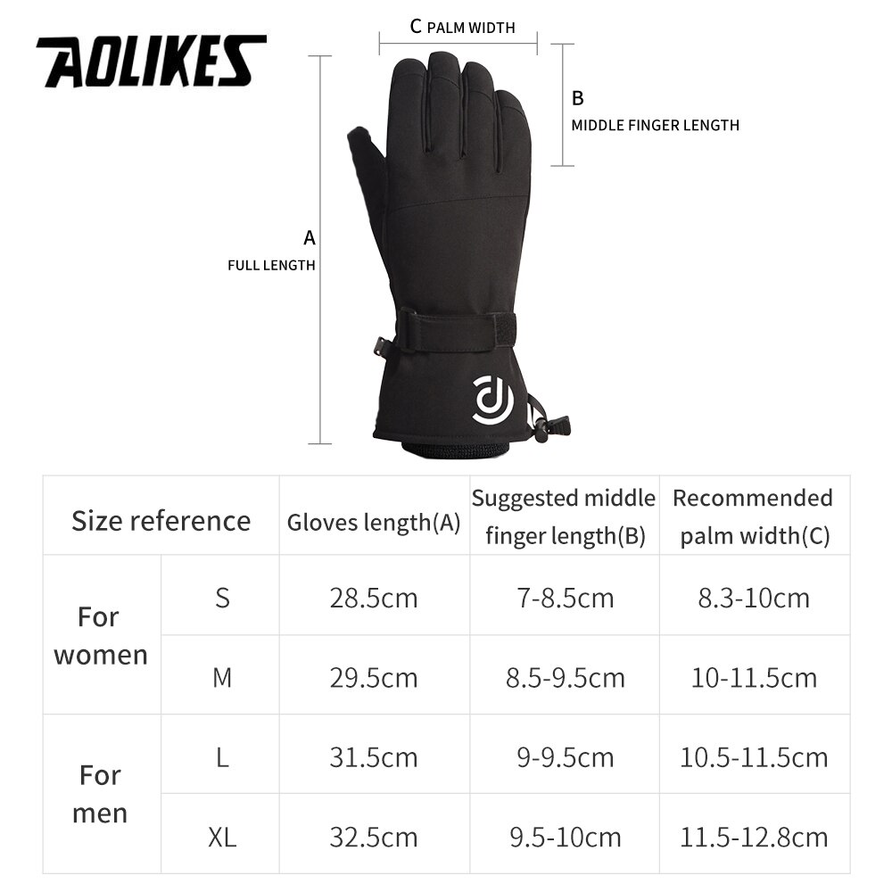 Aolikes Mannen Vrouwen Winter Ski Handschoenen Waterdicht Ultralight Snowboard Handschoenen Motorrijden Sneeuw Warm Houden Winddicht Handschoenen