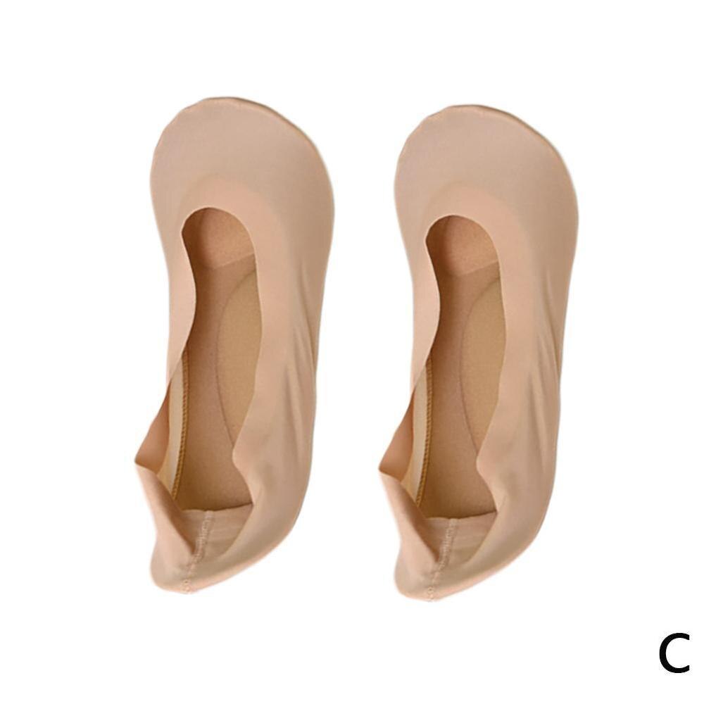 Calcetines 3D para mujer, 1 par, masaje cuidado de la salud, calcetines de seda helada, boca superficial, pantuflas invisibles de Gel de sílice: beige