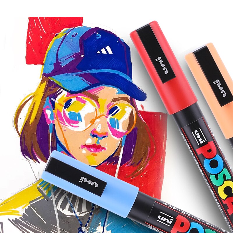 7- färger ljusfärg uni pc -3m posca pop affisch reklam penna fint skrivande vattenbaserad markör penna graffiti set
