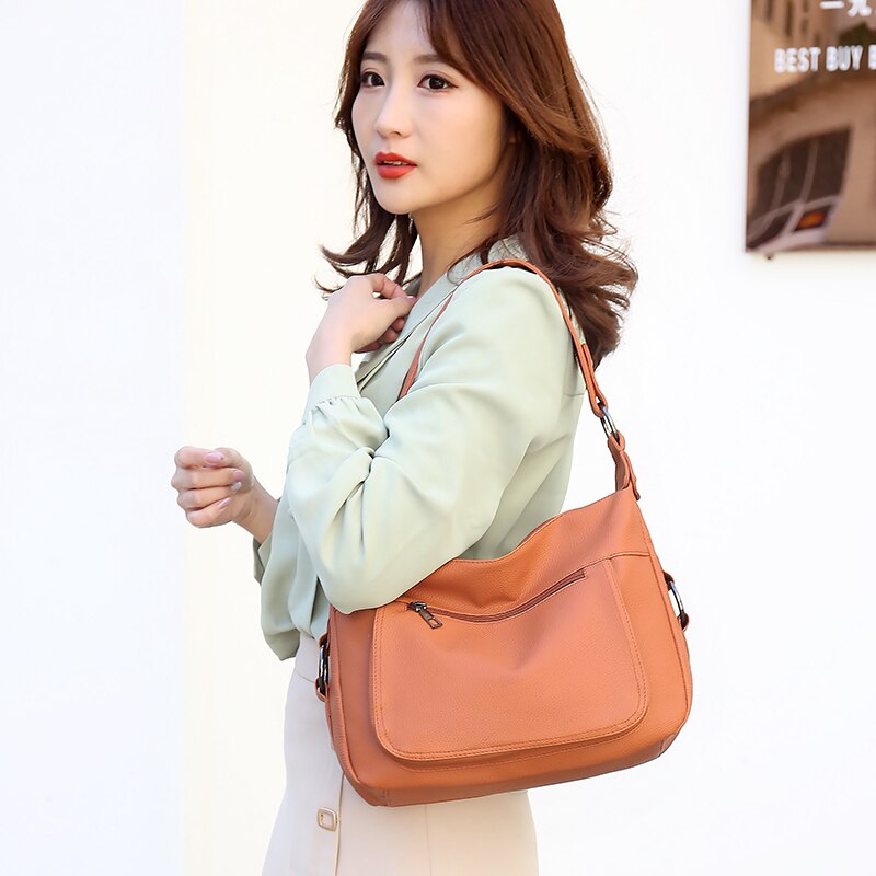 PU Leather Women Shoulder Bag Classic Soft Crossbody bag Ladies Messenger Bag Solid Color Large Capacity