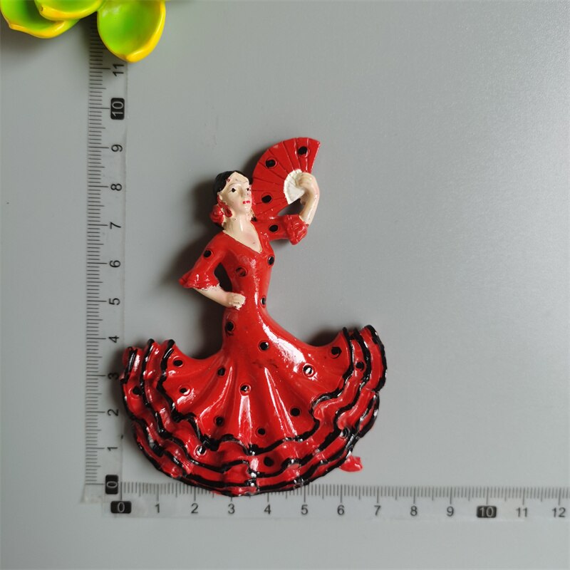 Imanes de nevera de Flamenco de España, bailarina española, decoración de recuerdo turístico, artesanía, pegatina magnética para refrigerador, colección de: Flamenco F