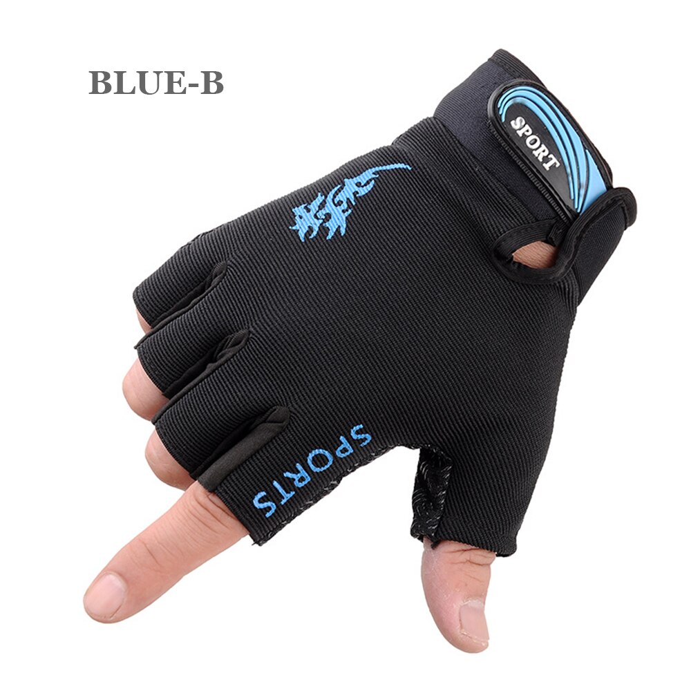 Guantes Unisex para gimnasio y Fitness, guantes deportivos para levantamiento de pesas con medio dedo para Crossfit, culturismo, ciclismo y ciclismo al aire libre: Blue-B