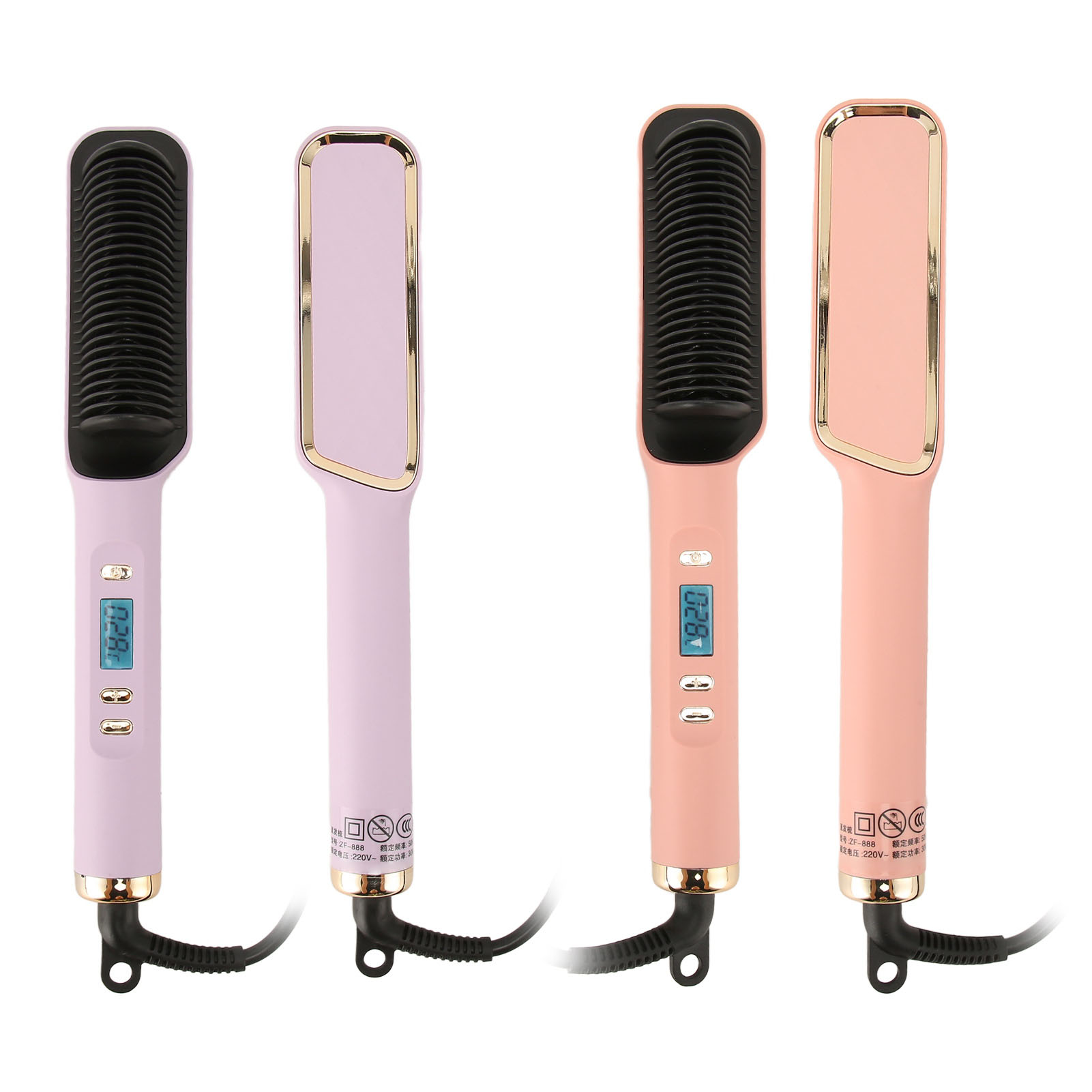 Ionic Hair Straightener Brush 35W Hair Straightening Brush Even Heating LCD Hair Straightener Brush for Home