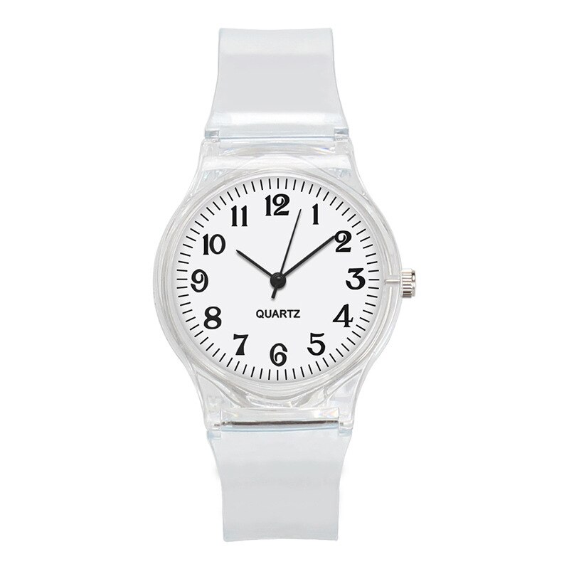 Relojes de pulsera a la para hombre y mujer, relojes de cuarzo informales con banda de plástico transparente de Color caramelo, novedad de: white