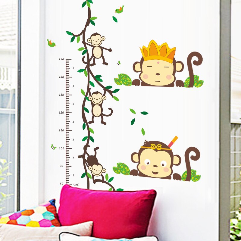 Jungle Monkey Tree Animlas Forest Wall Sticker Decorative Poster For Kids Baby Nursery DIY Home Decor Decal Mural Children