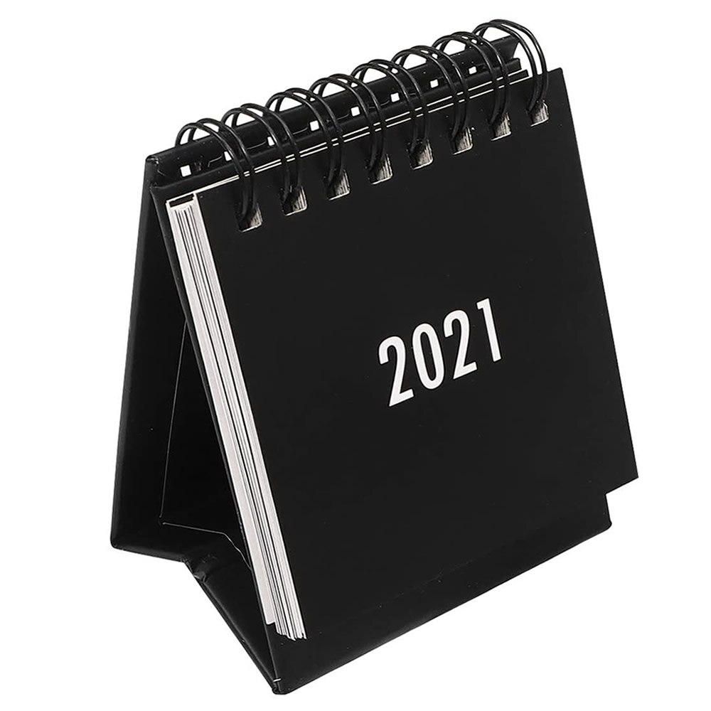 Desktop Calendar, Stand Up Year Calendar Daily Scheduler Monthly Folding Flip Calendar For Office School Home: Black