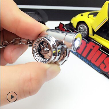 Mini Turbo turbocompresor para coche, llavero con anilla giratoria, llavero con luz