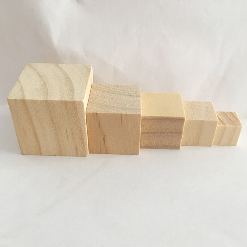 Bloques cuadrados de madera maciza para niños, juguetes educativos para edades tempranas, bloques de ensamblaje, adorno para manualidades, artesanía en madera