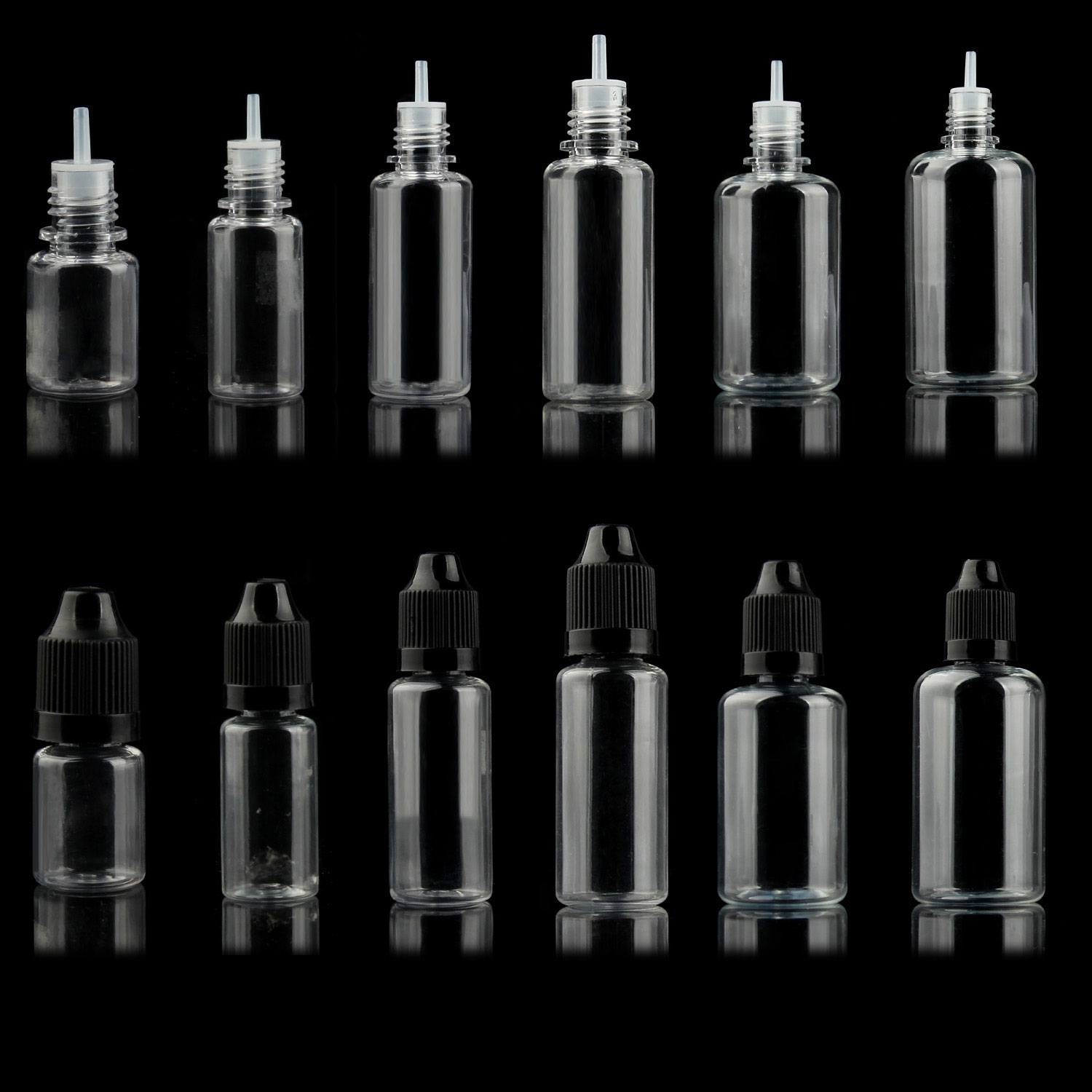 10 Stuks X 3 Ml-100 Ml Pet Clear Dropper Flessen Lege Plastic Sap Eye Liquid Hervulbare Containers Met zwart Caps Dropper Tips