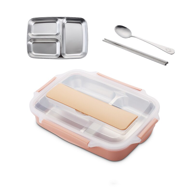 Edelstahl 304 Mittagessen Kasten Mit Löffel dicht Mittagessen Bento Boxen Geschirr einstellen Mikrowelle Erwachsene freundlicher Lebensmittel Container: klein Rosa
