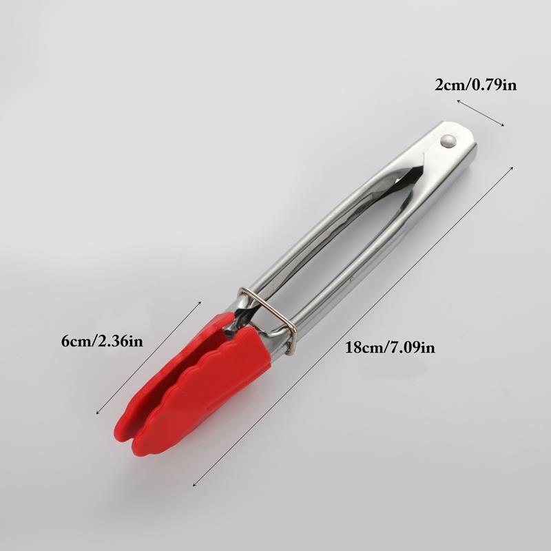 Kleine Koken Tang Siliconen Antislip Rvs Keuken Tang Serveren Klem Mini Bbq Tang Koken Clip Gebak Klem: Red