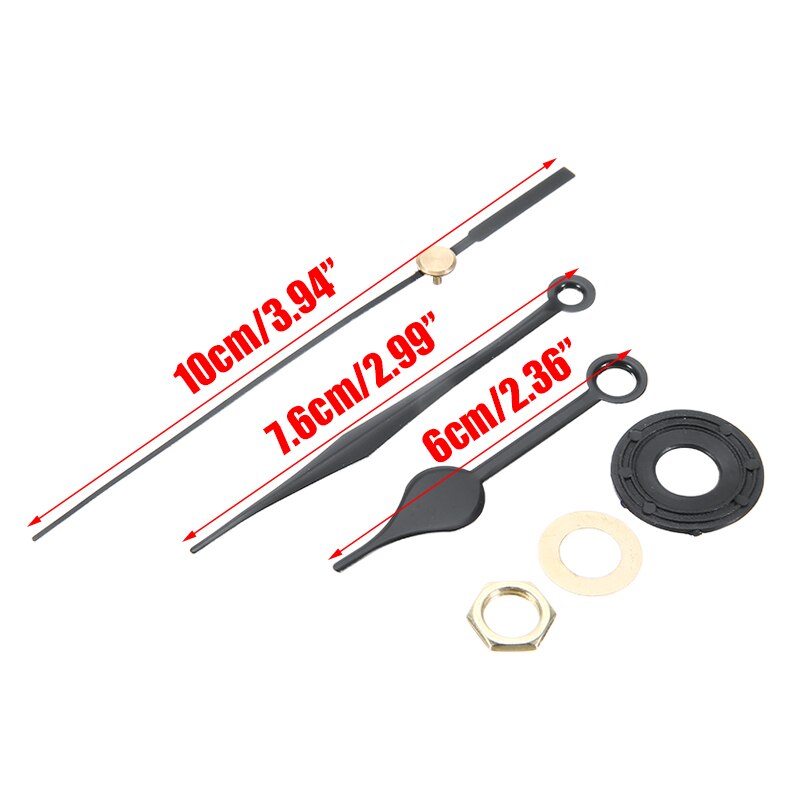 DIY Wall Clock Accessories Black Quartz Clock Movements Clock Hand Kit 60mm Hour Hand 75mm Minute Hand 100mm Seconds Hand