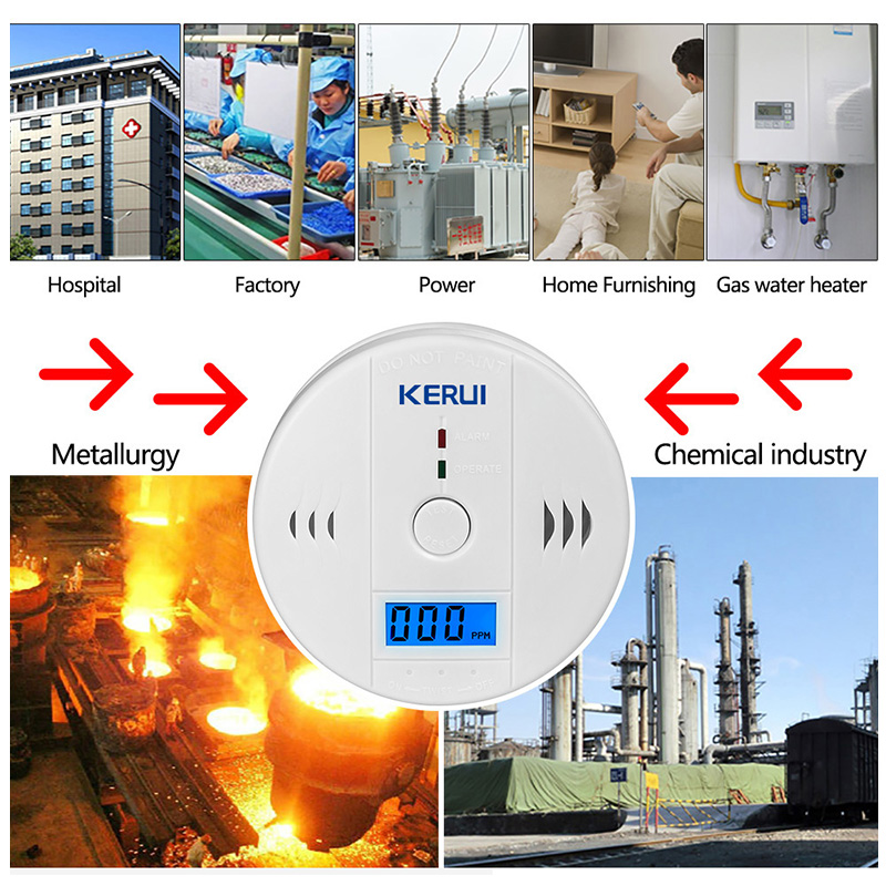 Kerui hjem sikkerhed brand co gas sensor kulilte detektorer kulilte alarm fungerer uafhængigt