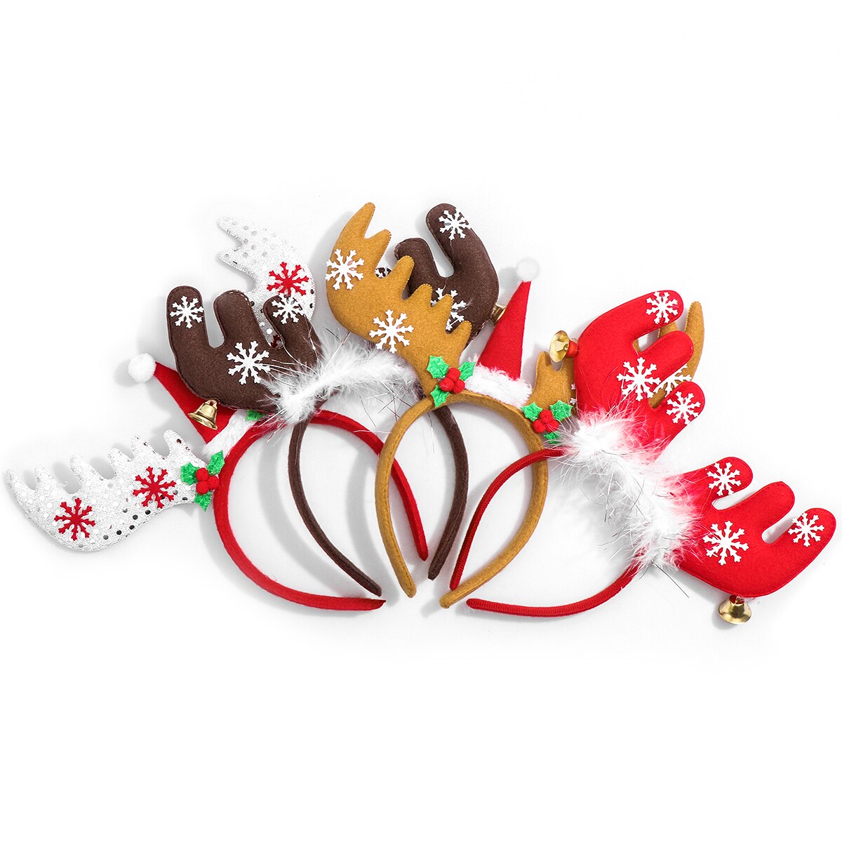 4pcs Christmas Reindeer Headband Reindeer Antlers Headbands Safe Headwear for Christmas Party Kids Adult