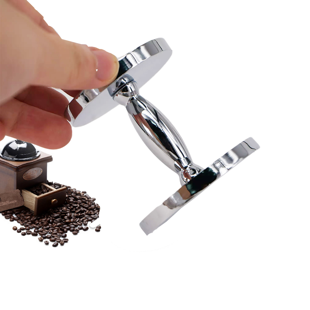Zink legering espress kaffe tamper 51mm 58mm 2- base sabotage tryk kaffebønne presse kværn hammer kaffe fordeler værktøj