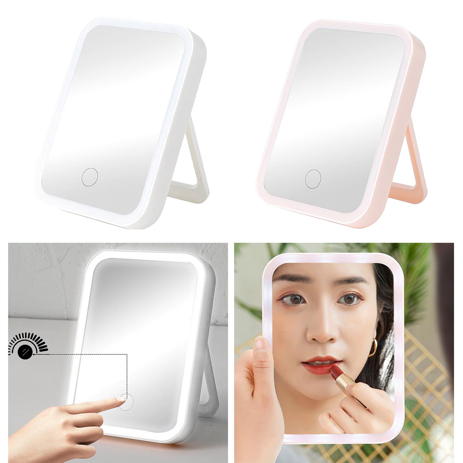 LED Lighted Travel Vanity Makeup Mirror, Portable, Lighted, Rechargeable USB Mirror for Travel Home