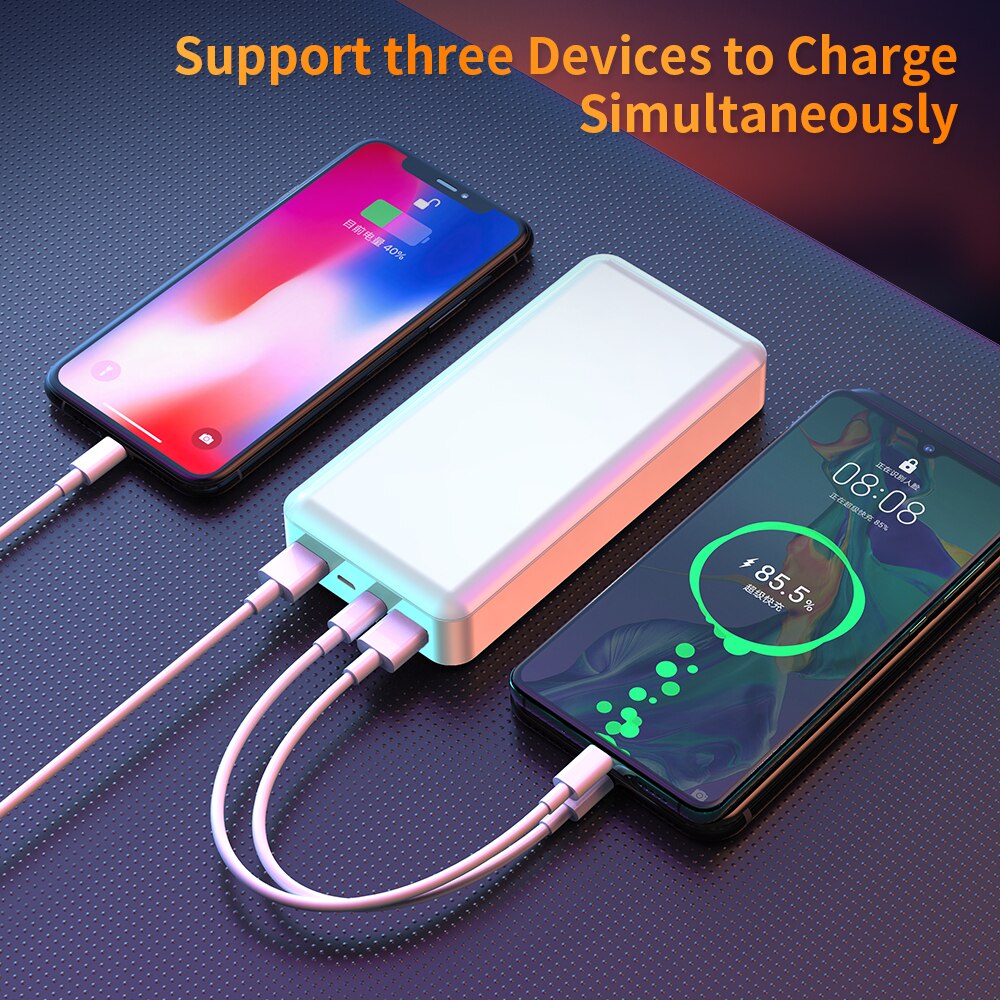 20000Mah Power Bank Draagbare Dual Usb Oplader Powerbank Voor Iphone 11 Pro Xiaomi Mobiele Telefoon Externe Batterij Oplader Powerbank