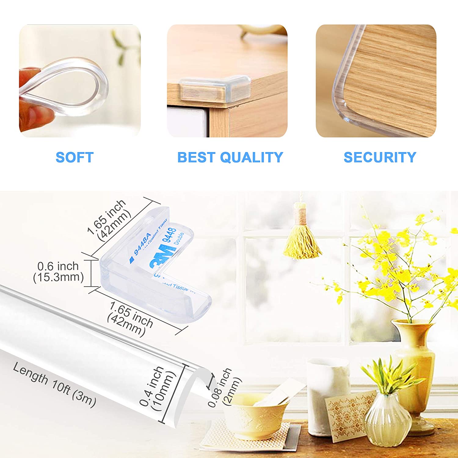 Protector de esquinas de 4M y 6M para Borde de esquina, protectores transparentes para muebles para niños pequeños, tira de parachoques de silicona suave, seguridad para niños