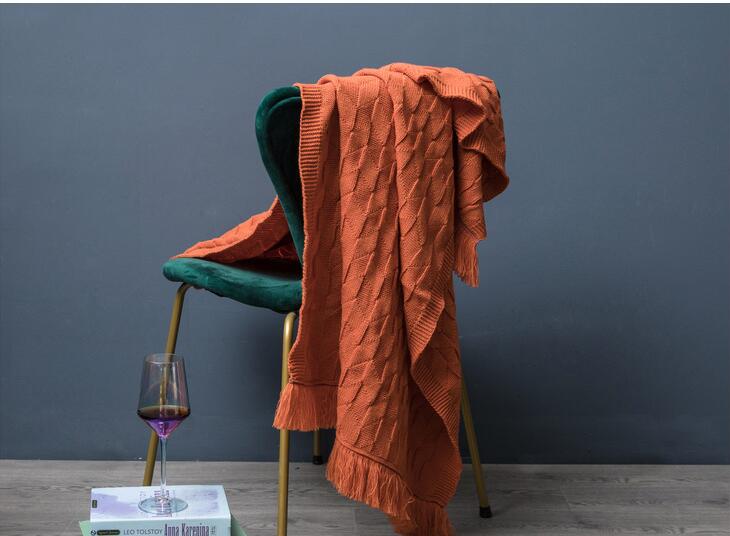 Nordisk vintage linger strikket tæppe sengeende tæppe sofa håndklæde seng ende håndklæde betræk  fg1310