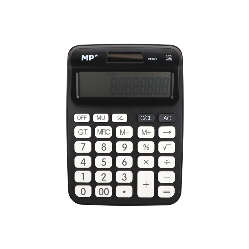 MP® Calculadora 12 Dígitos con Pantalla LCD Fuente Energía Solar Portátil Oficina Escritorio Estudiantes Escuela Batería Suministros Material Escolar TrabajoBotón Matemáticas Herramienta Digital Papelería 4 Colores: Negra