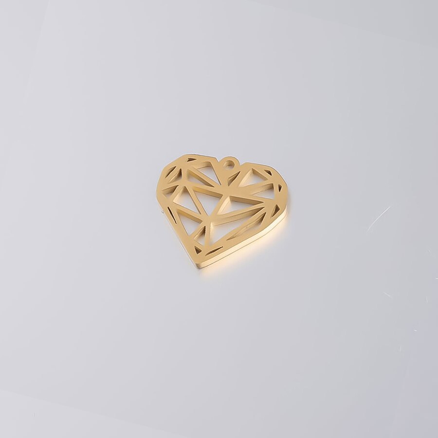 5pcs Stainless Steel Classic Carved Heart Charms Pendants DIY Jewelry Making Necklace Bracelet Charm Accessories: gold