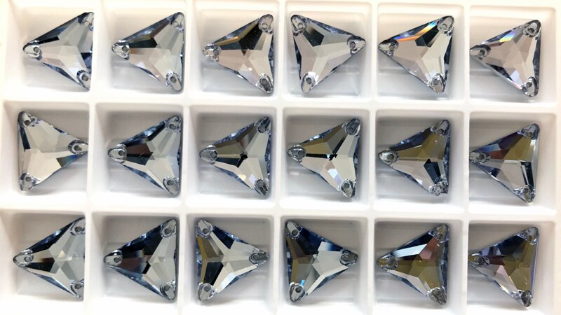 Yanruo 3270 Alle Maten Light Sapphire Driehoek Naaien Glas Kristal Platte Achterkant Naaien Strass Strass Voor Jurken