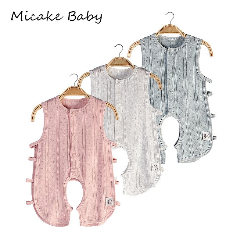 Combinaison d'été en coton pour -né, sans manches, gilet, pyjama, barboteuse, vêtements unisexe pour bébés, filles et garçons