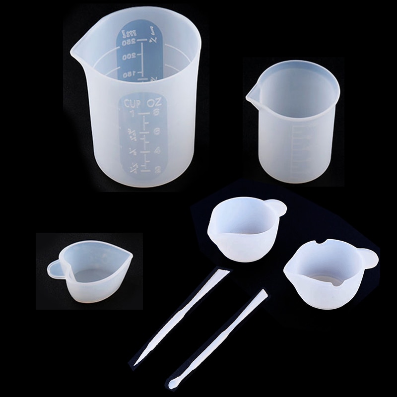 Non-stick Silicone Washable And Reusable Measure Cup 250ml DIY Jewelry Making Tool Epoxy Resin Cups Mixing Cup Stirring Stick