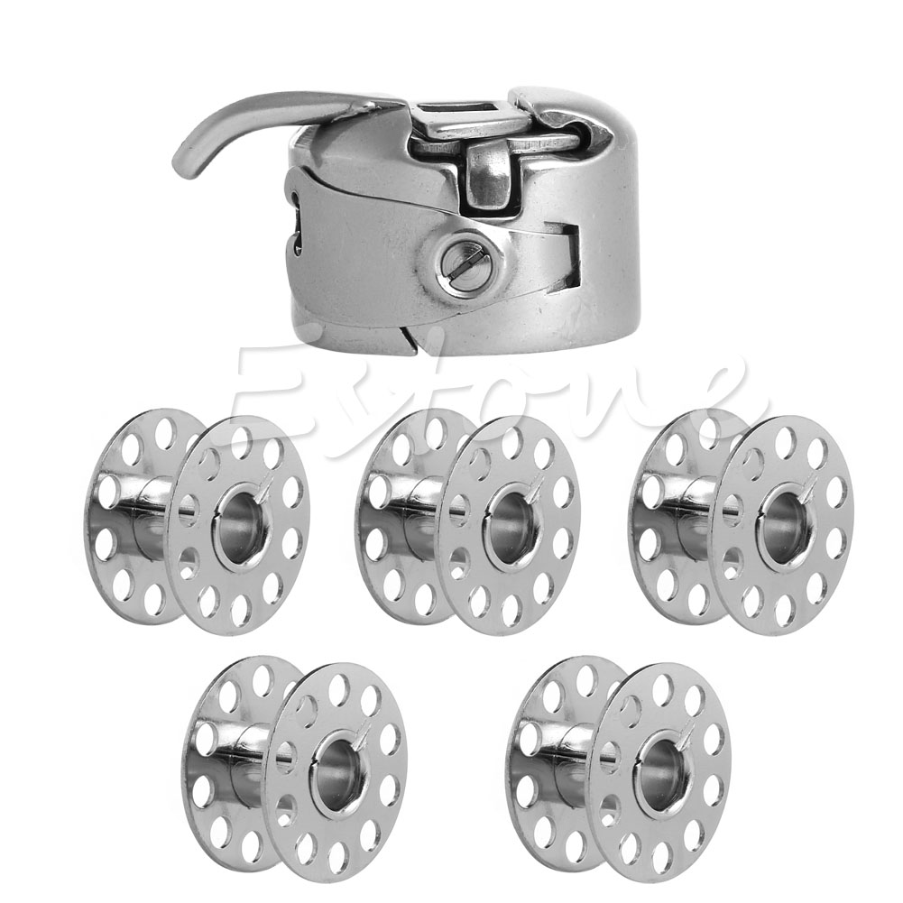 5 Spoel + 1 Spoelhuis Set Naaimachine Voor Brother Toyota Janome Singer