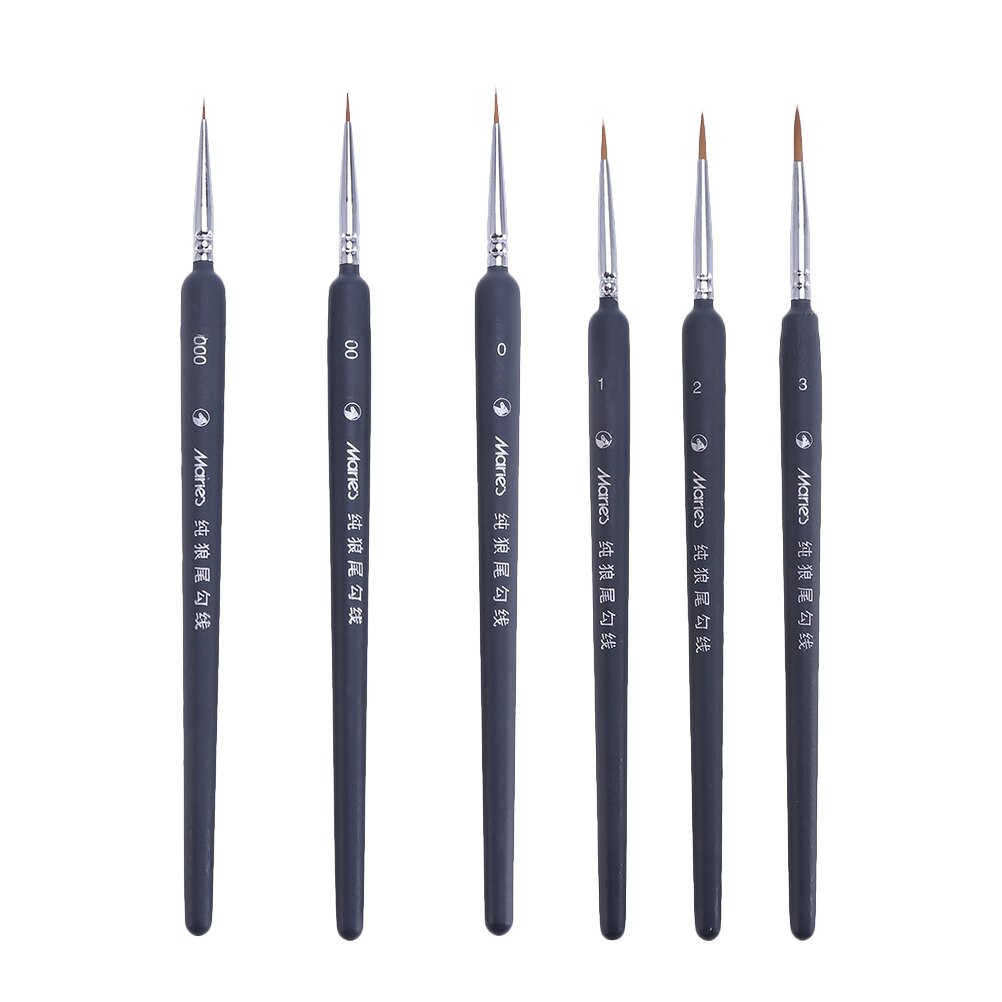 9Pcs Professionele Haak Lijn Fijne Wolf Fijne Tip Detail Art Kwast Set Fijne Detaillering Schilderij Tekening Olie Art verf Levert: 6pcs