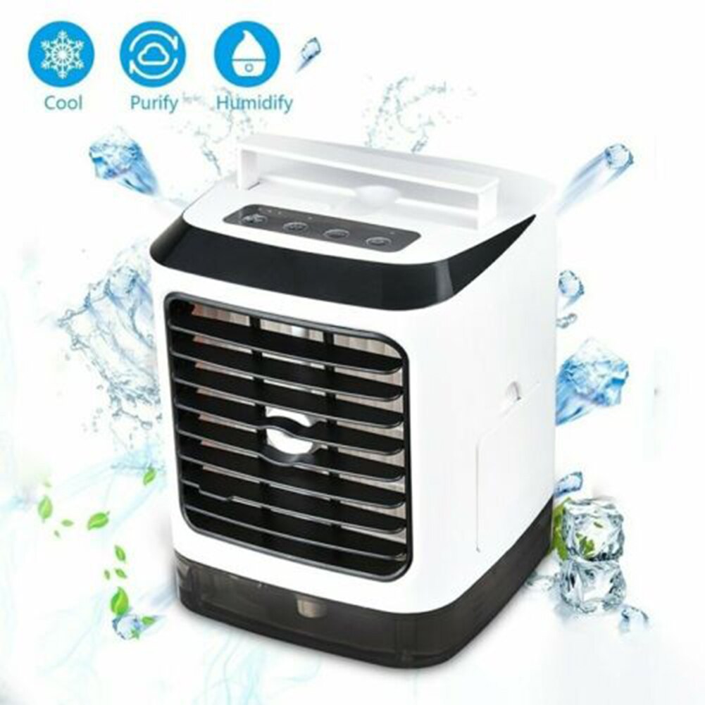 Portable Mini Air Conditioner Water Cool Cooling Fan Cooler Humidifier for Home HVAC Systems & Parts 15x15.2x18.5cm WWO66