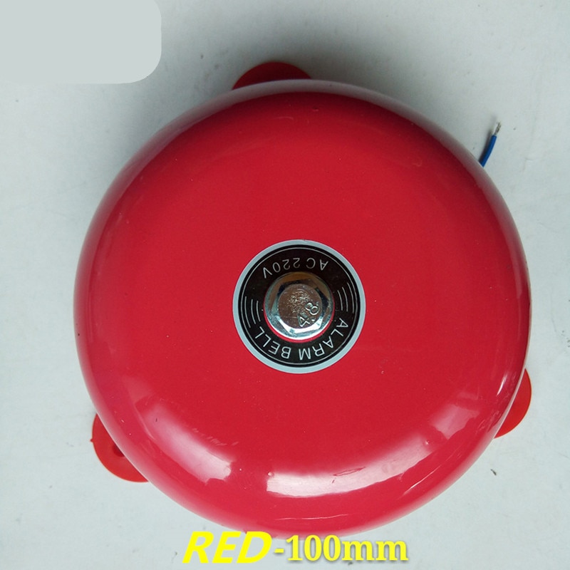 Ac 220V 100 Mm 4 Inch/150 Mm 6 Inch Dia Scholen Brandalarm Ronde Vorm Elektrische Bel rood