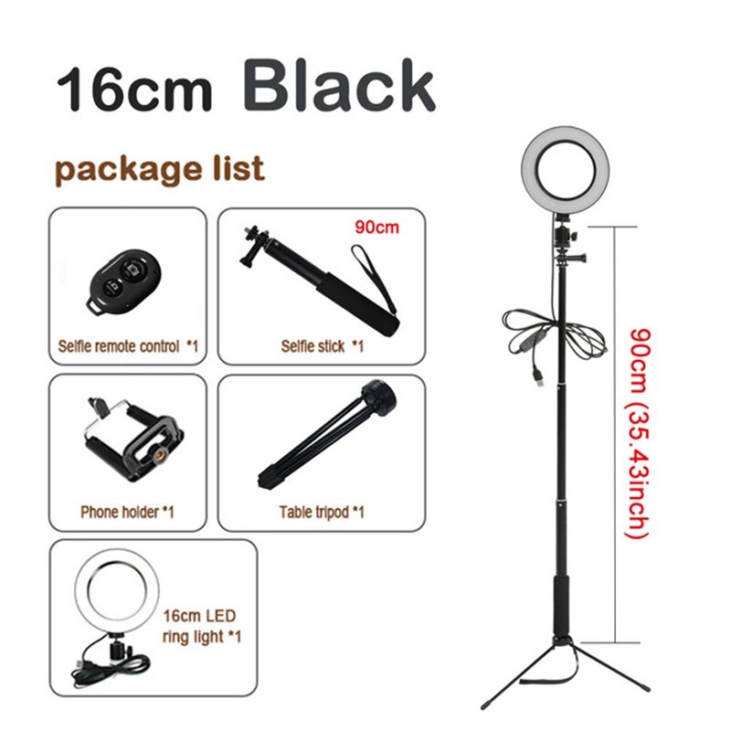 6/8/10 "support de lumière annulaire Photo Studio lampe ronde LED Photo Dimmable photographie Selfie anneau lumière de remplissage avec trépied: 02