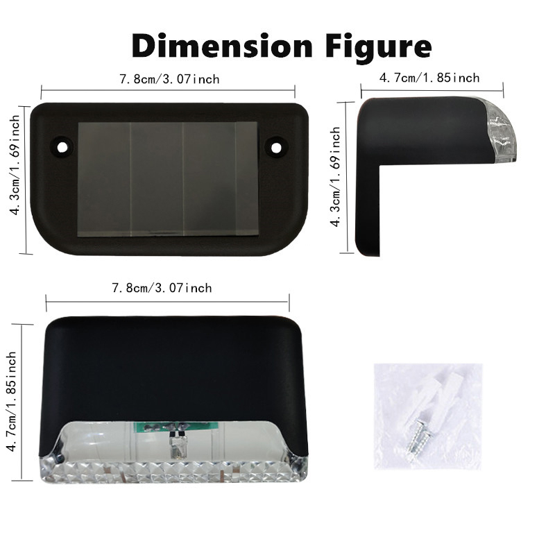 4 stk. /1pc solcelledrevne terrasselamper udendørs trinlys vandtætte led-solcellelamper til gelænder, trapper, trinhegn, have, terrasse og sti