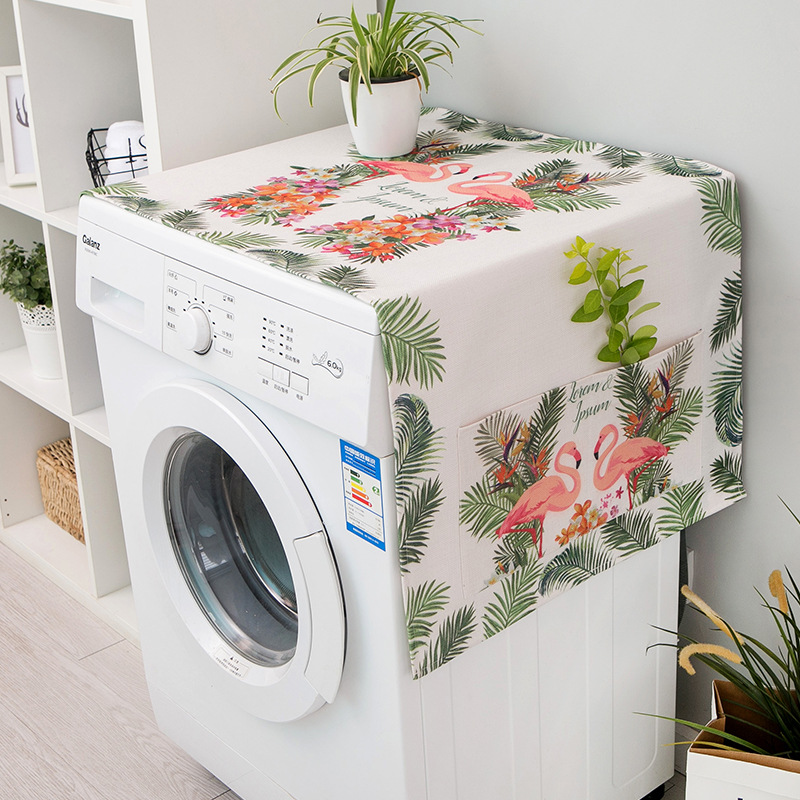 Nordisk grøn plante vaskemaskine dække køleskab mikroovn bomuld linned vandtæt dækning: 4
