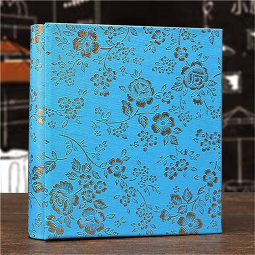 6 zoll Fotoalbum Leder Blumen- Lagerung Kasten 100 Blätter EinfüGen Seite Album Liebhaber freundlicher Buch Speicher Hochzeit DIY foto: Blau