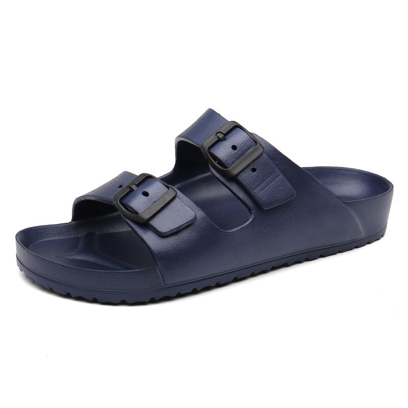 Sommar män skor strandtofflor män utomhus flip flops havsträskor halkskydd sandaler casual rutschkanor par mulor chanclas hombre: Blå / 41
