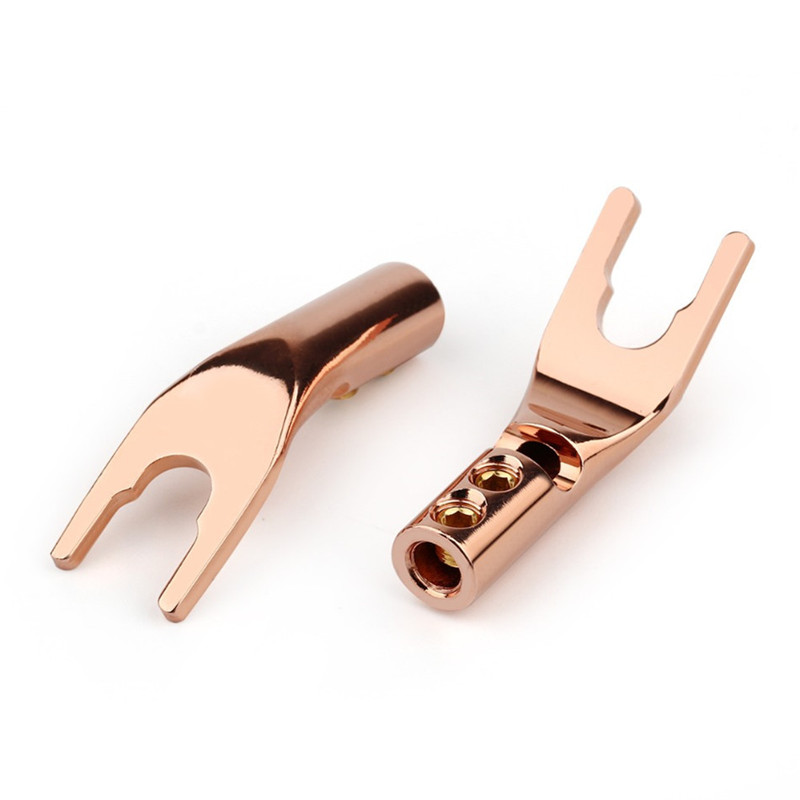 4.2MM Y/U Y Shaped Clip Banana Plug Audio Jack Solder Wire Conenctor Gold/Rhodium Plated Purple Copper HiFi Speaker Connectors